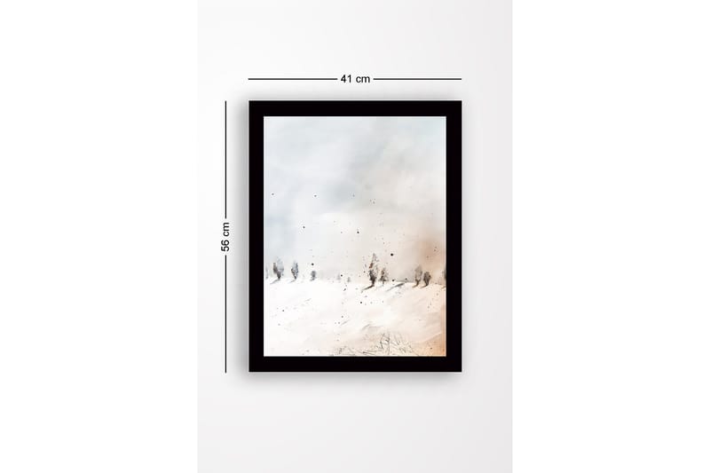 Inramad Canvastavla i trä - 41x56 cm - Vinterlandskap med snöklädda träd - Vit / Ljusgrå / Beige - Inredning & dekor - Tavlor & konst