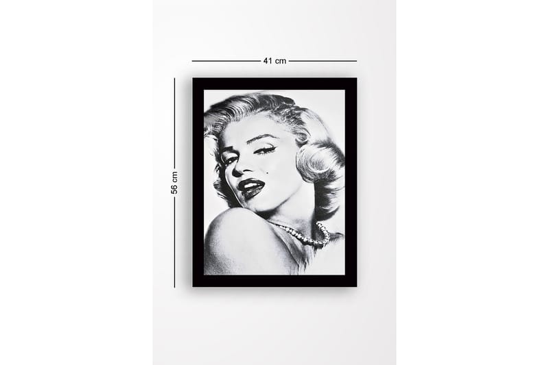 Inramad Canvastavla i trä - 41x56 cm - Porträtt av en glamourös kvinna med en förförisk blick - Svart / Vitt / Grått - Inredning & dekor - Tavlor & konst