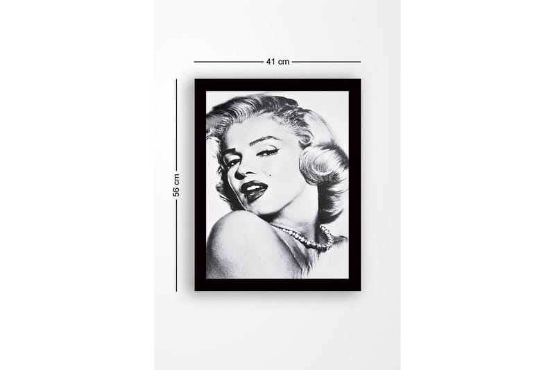 Inramad Canvastavla i trä - 41x56 cm - Porträtt av en glamourös kvinna med en förförisk blick - Svart / Vitt / Grått - Inredning & dekor - Tavlor & konst