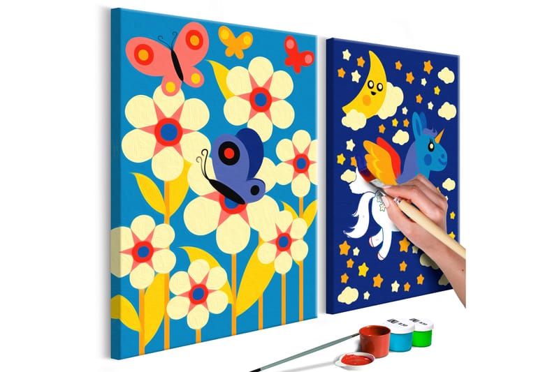 GÖR-DET-SJÄLV Målningar Butterfly & Unicorn 33x23 cm - Artgeist sp. z o. o. - Gör det själv tavlor