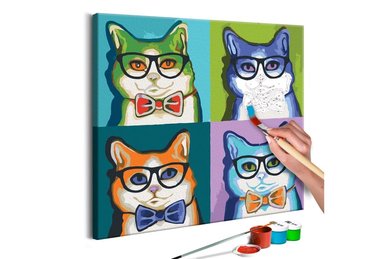 GÖR-DET-SJÄLV Målningar Cats With Glasses 40x40 cm - Artgeist sp. z o. o. - Gör det själv tavlor