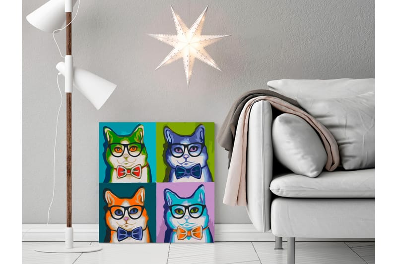 GÖR-DET-SJÄLV Målningar Cats With Glasses 40x40 cm - Artgeist sp. z o. o. - Gör det själv tavlor