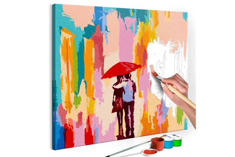 GÖR-DET-SJÄLV Målningar Couple Under An Umbrella 45x45 cm - Artgeist sp. z o. o. - Gör det själv tavlor