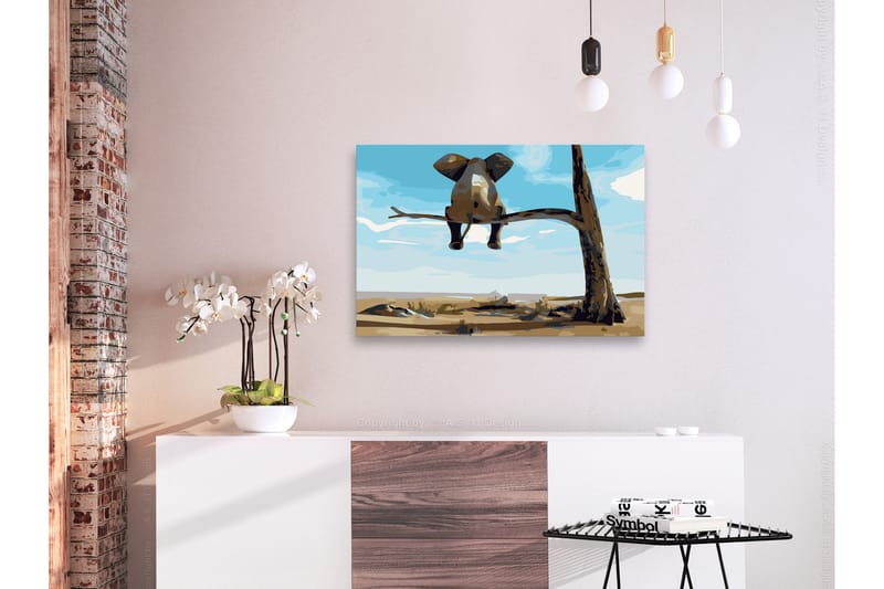 GÖR-DET-SJÄLV Målningar Elephant In A Tree 60x40 cm - Artgeist sp. z o. o. - Gör det själv tavlor