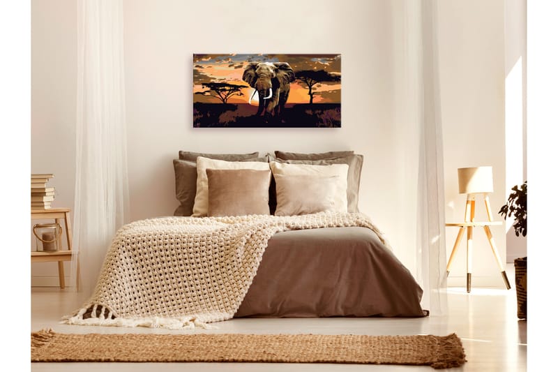 GÖR-DET-SJÄLV Målningar Elephant in Africa 80x40 cm - Artgeist sp. z o. o. - Gör det själv tavlor