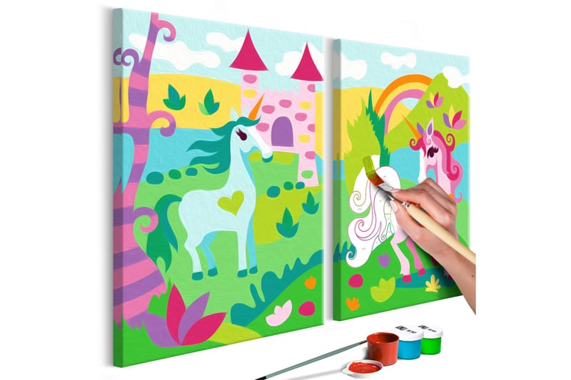 GÖR-DET-SJÄLV Målningar Fairytale Unicorns 33x23 cm - Artgeist sp. z o. o. - Gör det själv tavlor