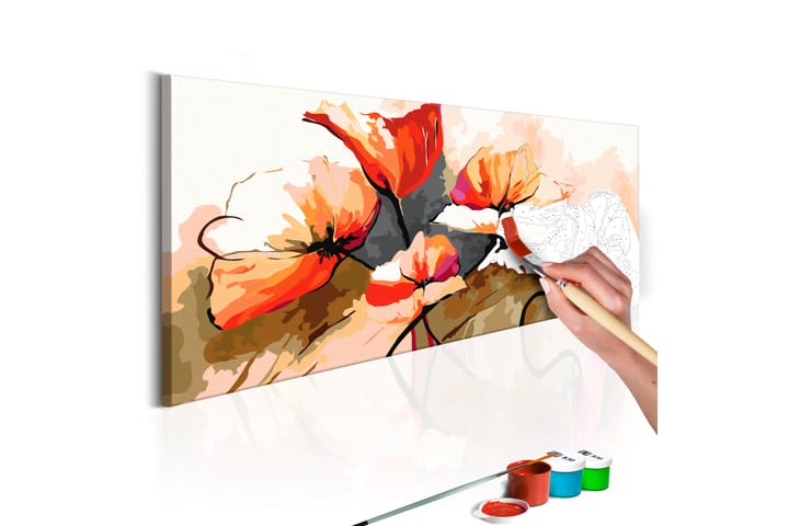 GÖR-DET-SJÄLV Målningar Flowers Delicate Poppies 100x40 cm - Gör det själv tavlor