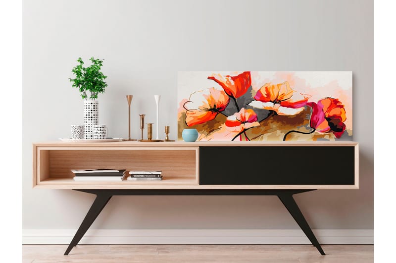 GÖR-DET-SJÄLV Målningar Flowers Delicate Poppies 100x40 cm - Artgeist sp. z o. o. - Gör det själv tavlor