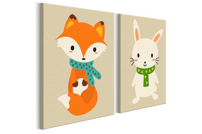 GÖR-DET-SJÄLV Målningar Fox & Bunny 33x23 cm - Artgeist sp. z o. o. - Gör det själv tavlor