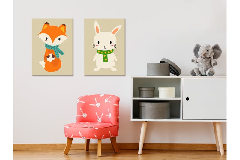 GÖR-DET-SJÄLV Målningar Fox & Bunny 33x23 cm - Artgeist sp. z o. o. - Gör det själv tavlor