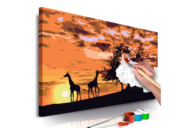 GÖR-DET-SJÄLV Målningar Giraffes & Elephants 60x40 cm - Artgeist sp. z o. o. - Gör det själv tavlor