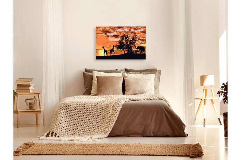 GÖR-DET-SJÄLV Målningar Giraffes & Elephants 60x40 cm - Artgeist sp. z o. o. - Inredning & dekor - Tavlor & konst - Måla själv - Gör det själv tavlor