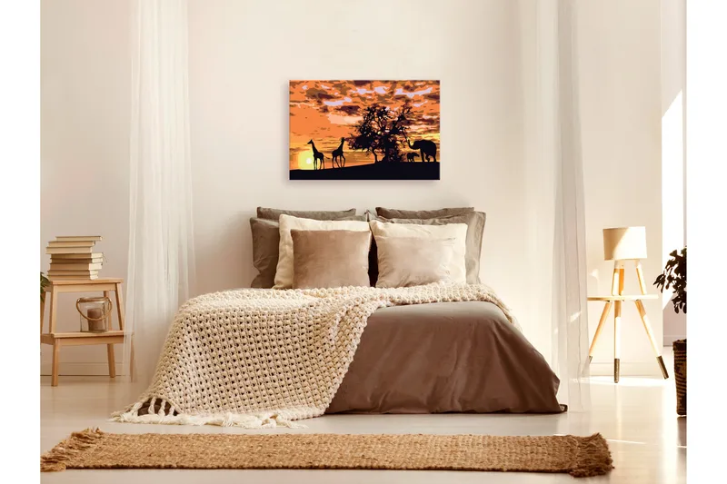 Gör-det-själv Målningar Giraffes & Elephants 60x40 cm - Artgeist sp. z o. o. - Inredning & dekor - Tavlor & konst - Måla själv - Gör det själv tavlor