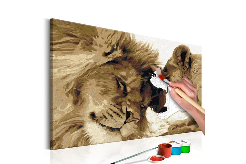 GÖR-DET-SJÄLV Målningar Lions In Love 60x40 cm - Artgeist sp. z o. o. - Gör det själv tavlor