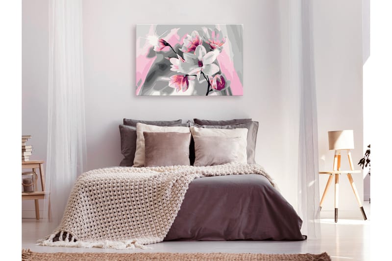 GÖR-DET-SJÄLV Målningar Magnolia Grey Background 60x40 cm - Artgeist sp. z o. o. - Gör det själv tavlor