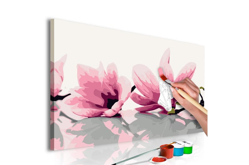 GÖR-DET-SJÄLV Målningar Magnolia White Background 60x40 cm - Artgeist sp. z o. o. - Gör det själv tavlor
