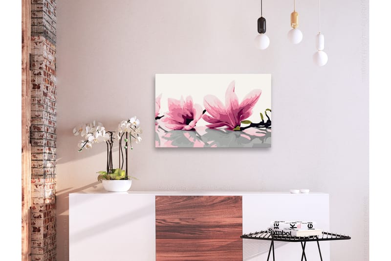 GÖR-DET-SJÄLV Målningar Magnolia White Background 60x40 cm - Artgeist sp. z o. o. - Gör det själv tavlor