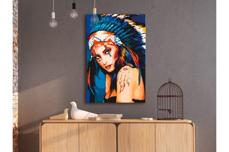 GÖR-DET-SJÄLV Målningar Native American Girl 40x60 cm - Artgeist sp. z o. o. - Gör det själv tavlor
