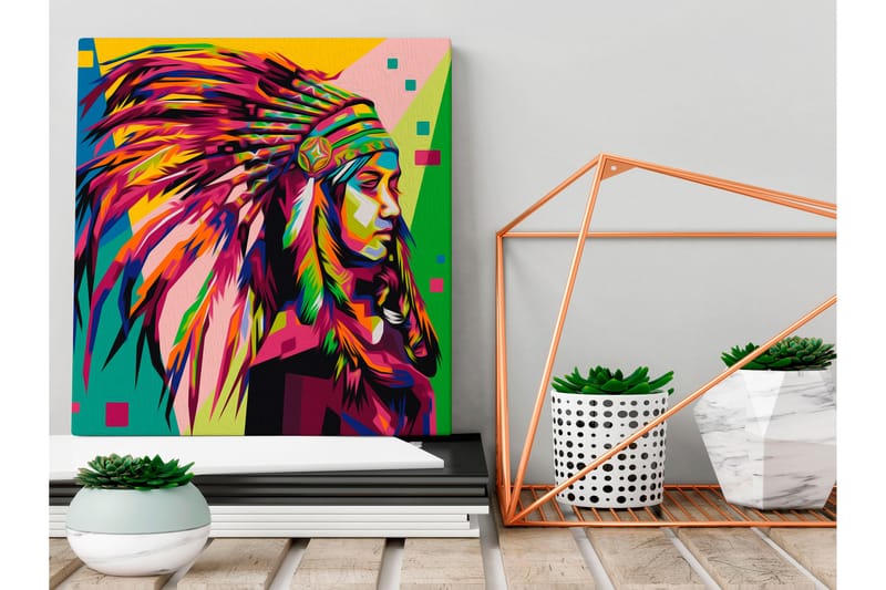 GÖR-DET-SJÄLV Målningar Native American Plume 40x40 cm - Artgeist sp. z o. o. - Gör det själv tavlor