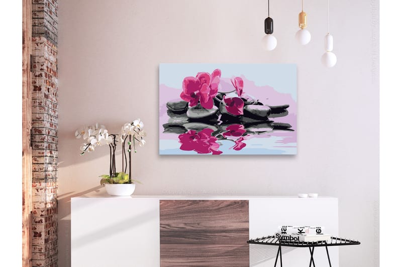 GÖR-DET-SJÄLV Målningar Orchid With Zen Stones 60x40 cm - Artgeist sp. z o. o. - Inredning & dekor - Tavlor & konst - Måla själv - Gör det själv tavlor
