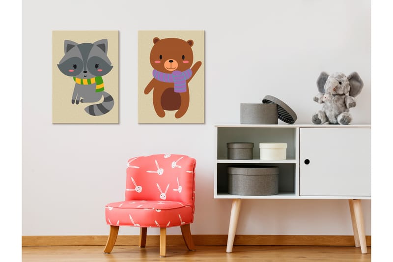 GÖR-DET-SJÄLV Målningar Raccoon & Bear 33x23 cm - Artgeist sp. z o. o. - Gör det själv tavlor