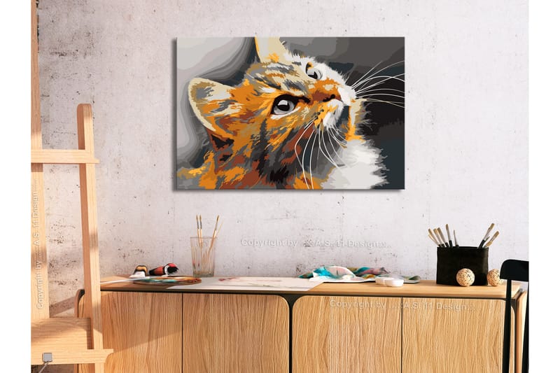 GÖR-DET-SJÄLV Målningar Red Cat  60x40 cm - Artgeist sp. z o. o. - Inredning & dekor - Tavlor & konst - Måla själv - Gör det själv tavlor