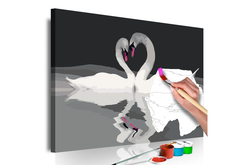 GÖR-DET-SJÄLV Målningar Swan Couple 60x40 cm - Artgeist sp. z o. o. - Gör det själv tavlor
