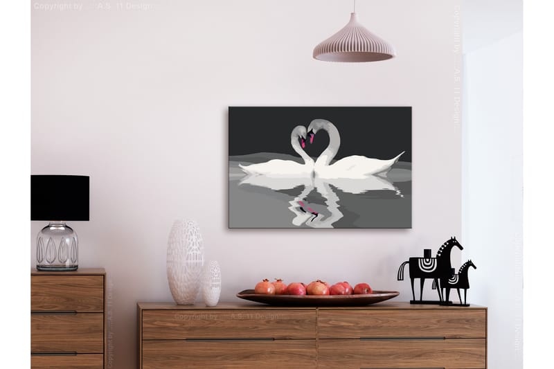 GÖR-DET-SJÄLV Målningar Swan Couple 60x40 cm - Artgeist sp. z o. o. - Gör det själv tavlor