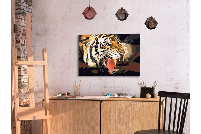 Gör-det-själv Målningar Tiger Roar 60x40 cm - Artgeist sp. z o. o. - Inredning & dekor - Tavlor & konst - Måla själv - Gör det själv tavlor