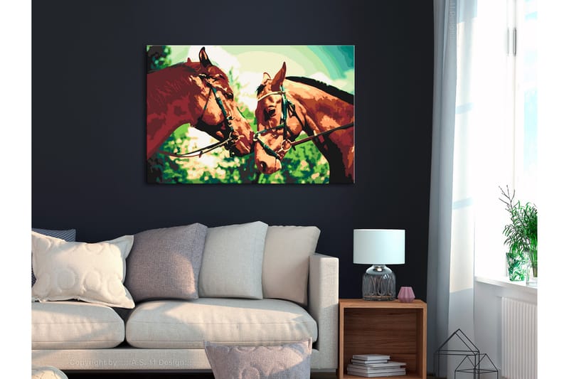 GÖR-DET-SJÄLV Målningar Two Horses  60x40 cm - Artgeist sp. z o. o. - Gör det själv tavlor