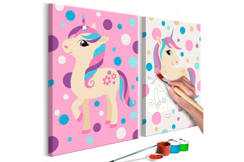 GÖR-DET-SJÄLV Målningar Unicorns Pastel Colours 33x23 cm - Artgeist sp. z o. o. - Gör det själv tavlor
