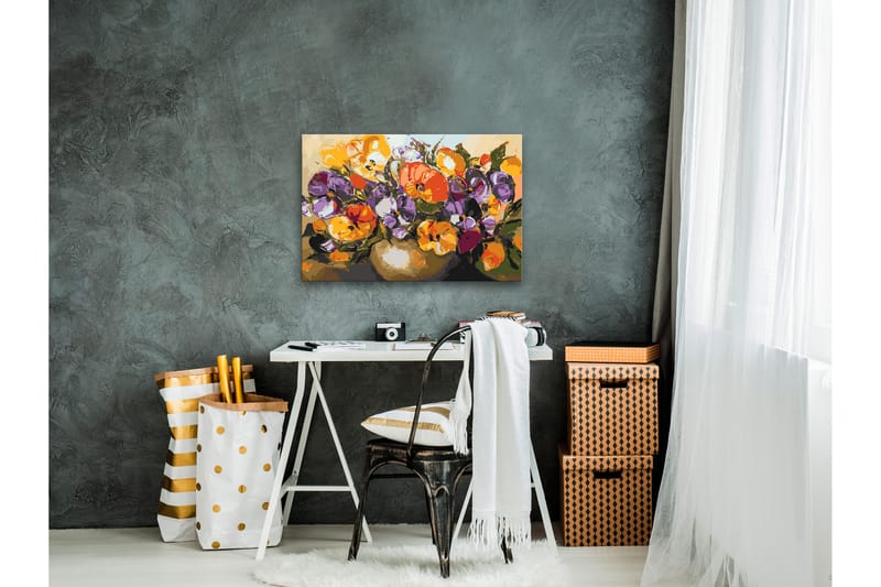 GÖR-DET-SJÄLV Målningar Vase Of Pansies 60x40 cm - Artgeist sp. z o. o. - Inredning & dekor - Tavlor & konst - Måla själv - Gör det själv tavlor