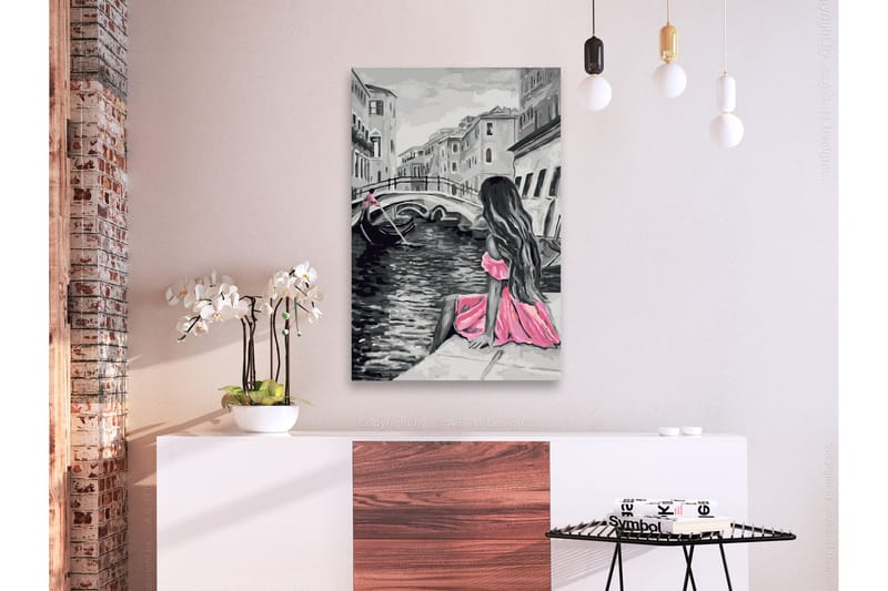 GÖR-DET-SJÄLV Målningar Venice A Girl In Pink 40x60 cm - Artgeist sp. z o. o. - Inredning & dekor - Tavlor & konst - Måla själv - Gör det själv tavlor
