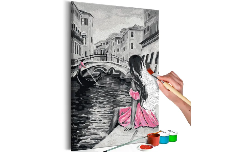 Gör-det-själv Målningar Venice A Girl In Pink 40x60 cm - Artgeist sp. z o. o. - Inredning & dekor - Tavlor & konst - Måla själv - Gör det själv tavlor
