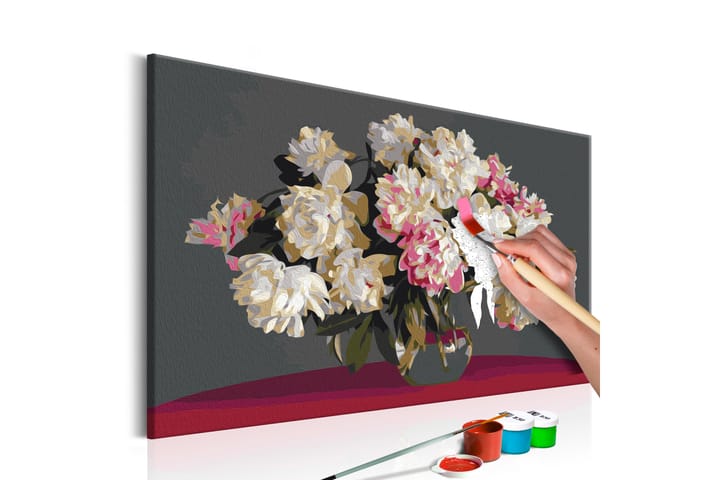GÖR-DET-SJÄLV Målningar White Flowers In A Vase 60x40 cm - Gör det själv tavlor
