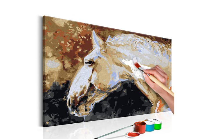 GÖR-DET-SJÄLV Målningar White Horse 60x40 cm - Artgeist sp. z o. o. - Gör det själv tavlor
