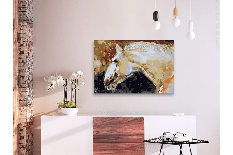 Gör-det-själv Målningar White Horse 60x40 cm - Artgeist sp. z o. o. - Inredning & dekor - Tavlor & konst - Måla själv - Gör det själv tavlor