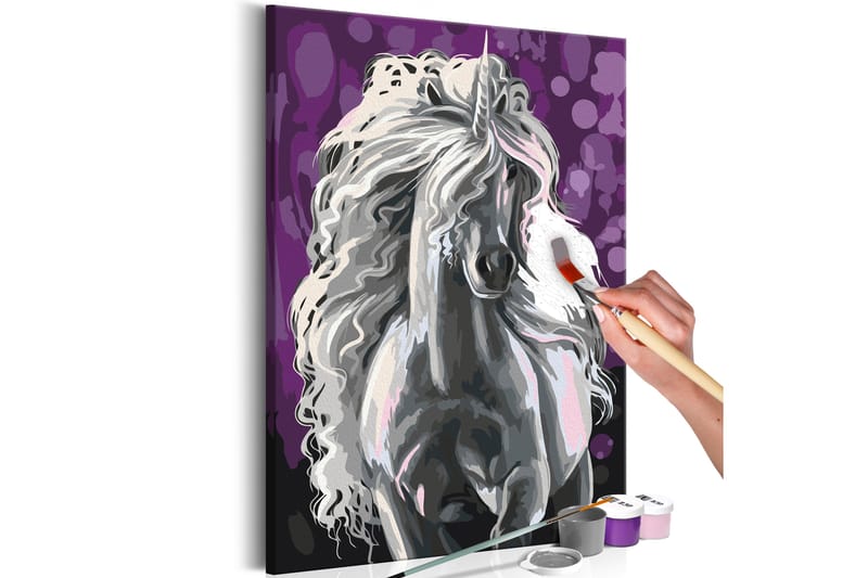GÖR-DET-SJÄLV Målningar White Unicorn 40x60 cm - Artgeist sp. z o. o. - Gör det själv tavlor