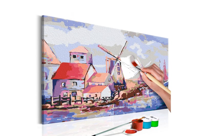 GÖR-DET-SJÄLV Målningar Windmills Landscape 60x40 cm - Artgeist sp. z o. o. - Gör det själv tavlor