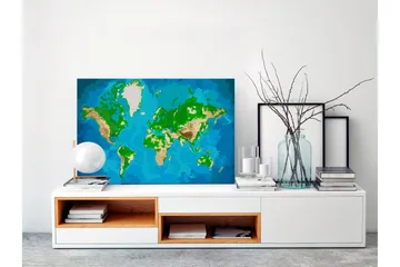 Gör-det-själv Målningar World Map Blue & Green 60x40 cm - Artgeist sp. z o. o. - Inredning & dekor - Tavlor & konst - Måla själv - Gör det själv tavlor