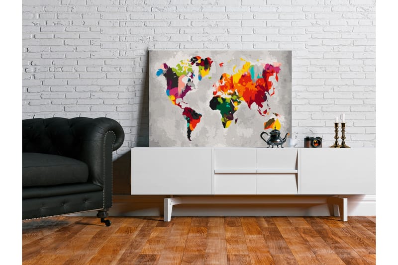 GÖR-DET-SJÄLV Målningar World Map Bright Colours 60x40 cm - Artgeist sp. z o. o. - Gör det själv tavlor