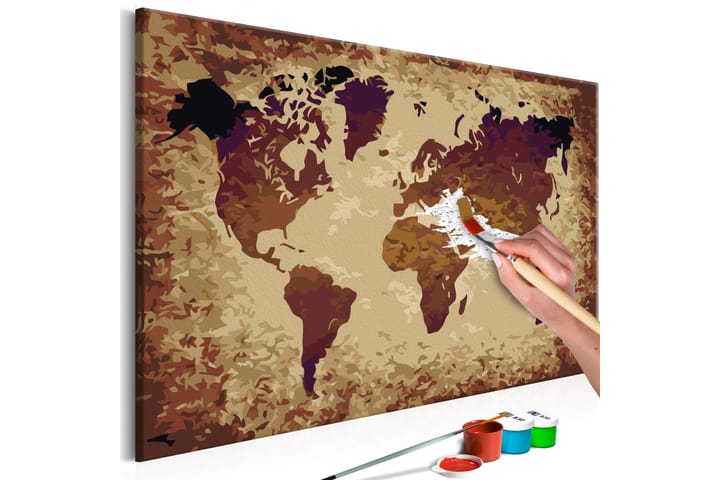 GÖR-DET-SJÄLV Målningar World Map Brown Colours 60x40 cm - Gör det själv tavlor