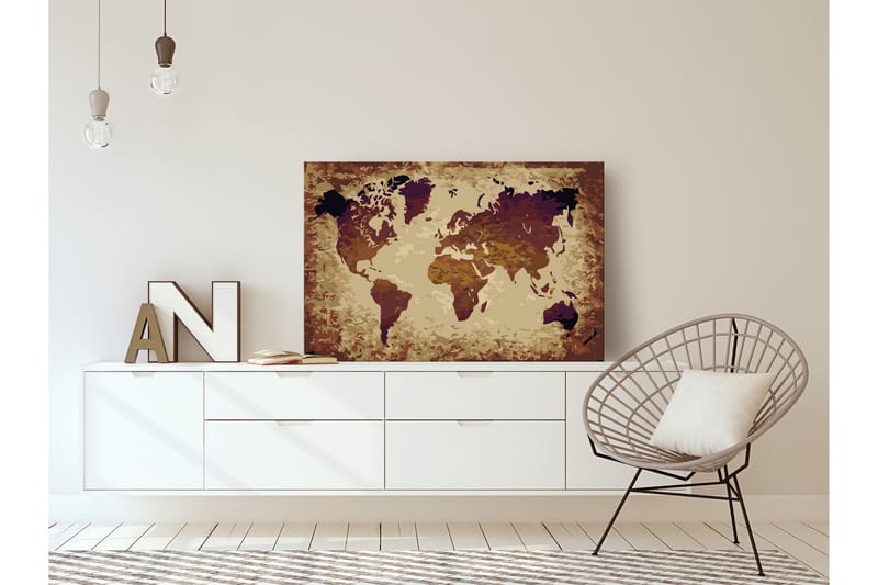 GÖR-DET-SJÄLV Målningar World Map Brown Colours 60x40 cm - Artgeist sp. z o. o. - Inredning & dekor - Tavlor & konst - Måla själv - Gör det själv tavlor