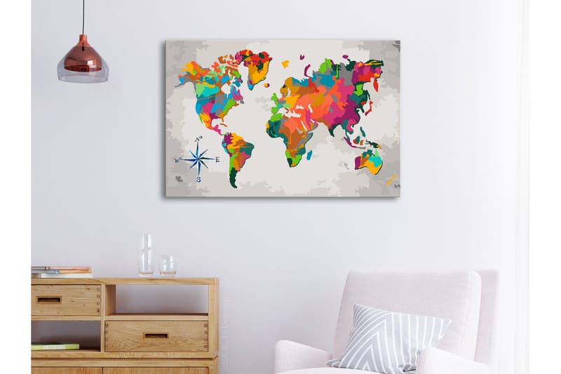 GÖR-DET-SJÄLV Målningar World Map Compass Rose 60x40 cm - Artgeist sp. z o. o. - Inredning & dekor - Tavlor & konst - Måla själv - Gör det själv tavlor