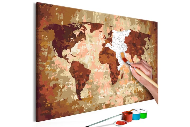 GÖR-DET-SJÄLV Målningar World Map Earth Colours 60x40 cm - Gör det själv tavlor