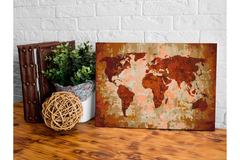 GÖR-DET-SJÄLV Målningar World Map Earth Colours 60x40 cm - Artgeist sp. z o. o. - Gör det själv tavlor