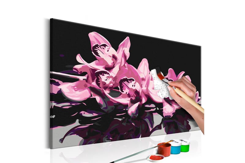 GÖR-DET-SJÄLV Målningar Pink Orchid Black 60x40 cm - Artgeist sp. z o. o. - Gör det själv tavlor