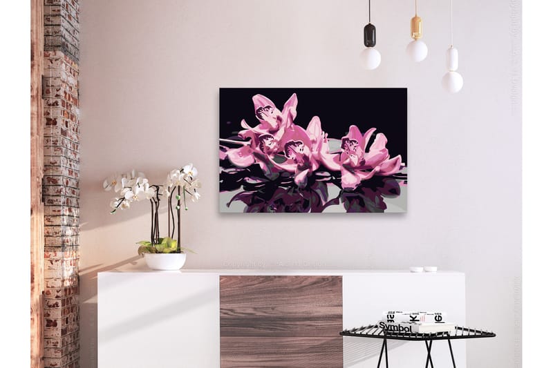 GÖR-DET-SJÄLV Målningar Pink Orchid Black 60x40 cm - Artgeist sp. z o. o. - Inredning & dekor - Tavlor & konst - Måla själv - Gör det själv tavlor