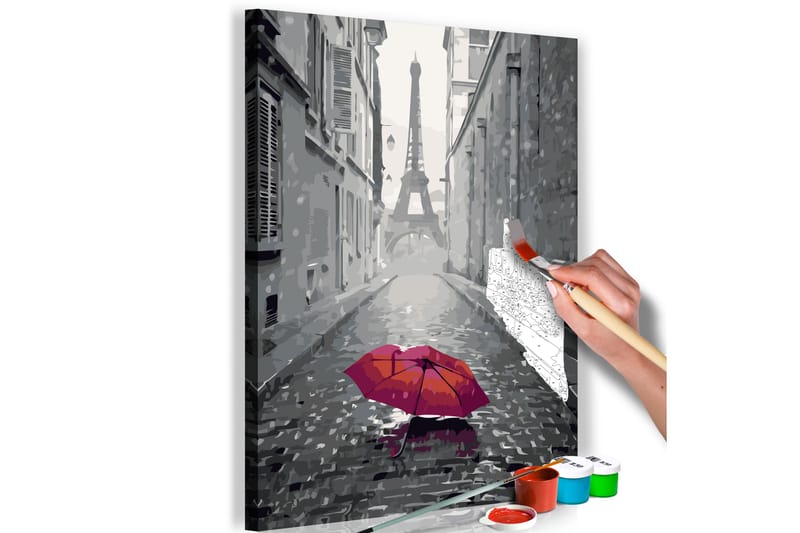 GÖR-DET-SJÄLV Målningar Paris Red Umbrella 40x60 cm - Artgeist sp. z o. o. - Gör det själv tavlor