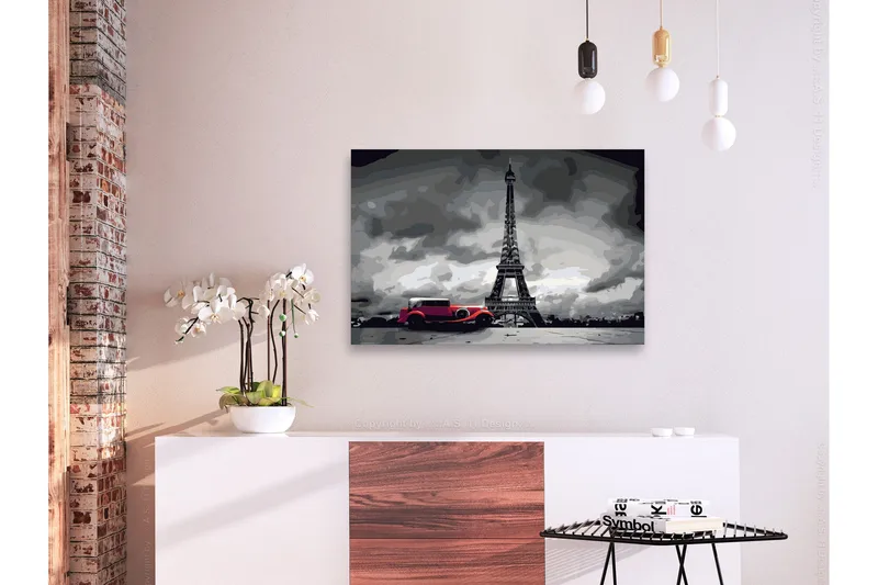 Gör-det-själv Målningar Paris Red Limousine 60x40 cm - Artgeist sp. z o. o. - Inredning & dekor - Tavlor & konst - Måla själv - Gör det själv tavlor